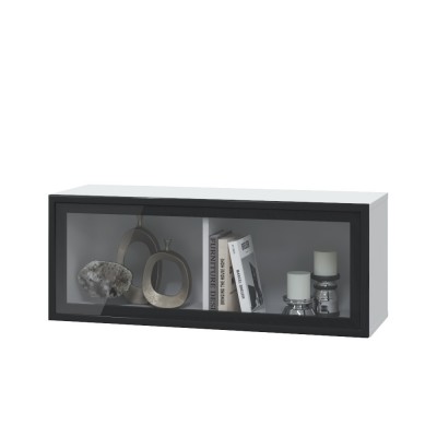 Шкаф навесной горизонтальный со стеклом "Шарлиз" 90 см